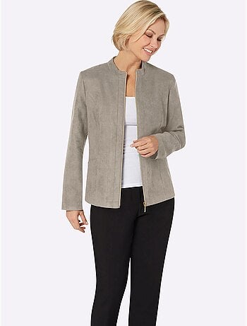 Blazer à glissière avec col montant et poches plaquées - Taille standard - Moda Vilona