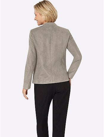 Blazer à glissière avec col montant et poches plaquées - Taille standard - Moda Vilona
