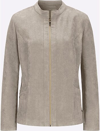 Blazer à glissière avec col montant et poches plaquées - Taille standard - Moda Vilona