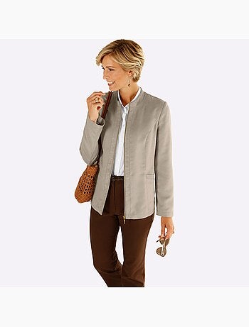 Blazer à glissière avec col montant et poches plaquées - taille standard - moda vilona
