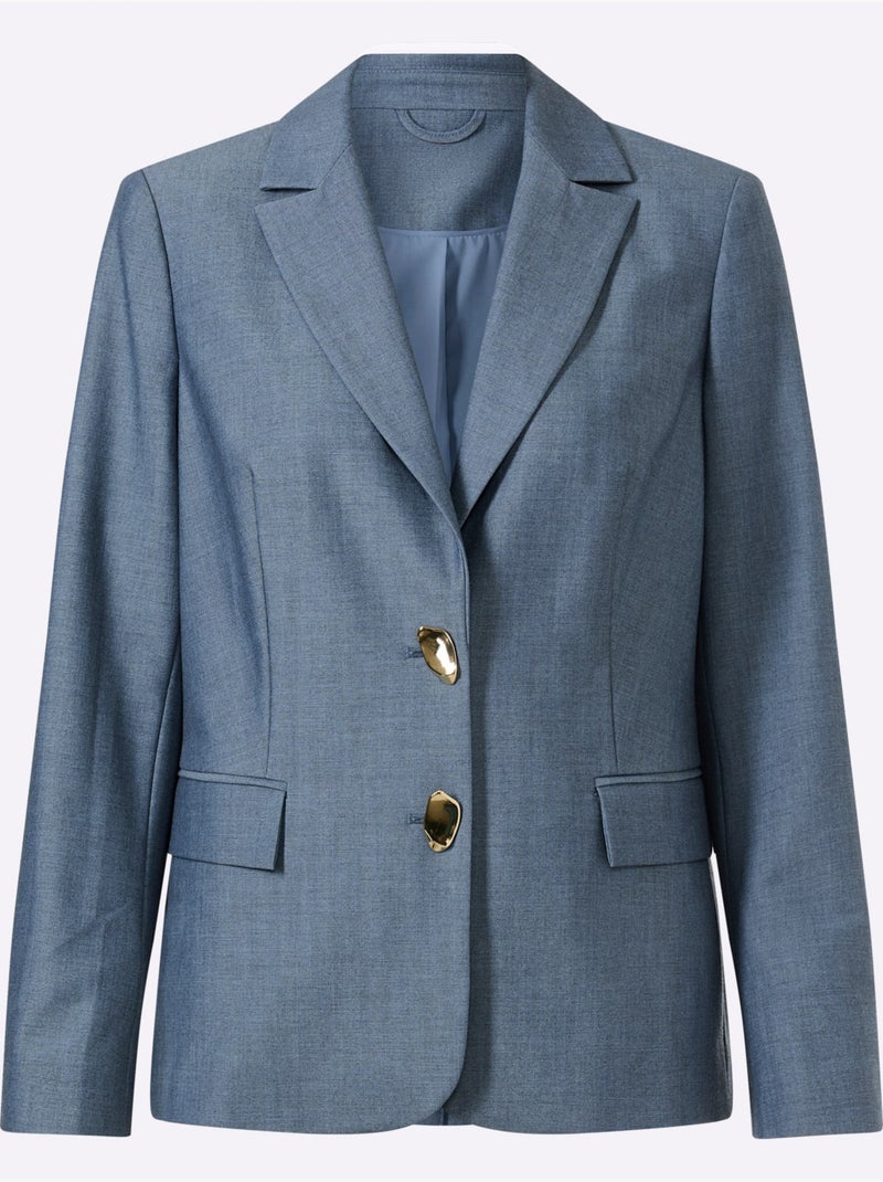 Blazer bel aspect chiné - taille standard - helline Bleu gris - Kiabi