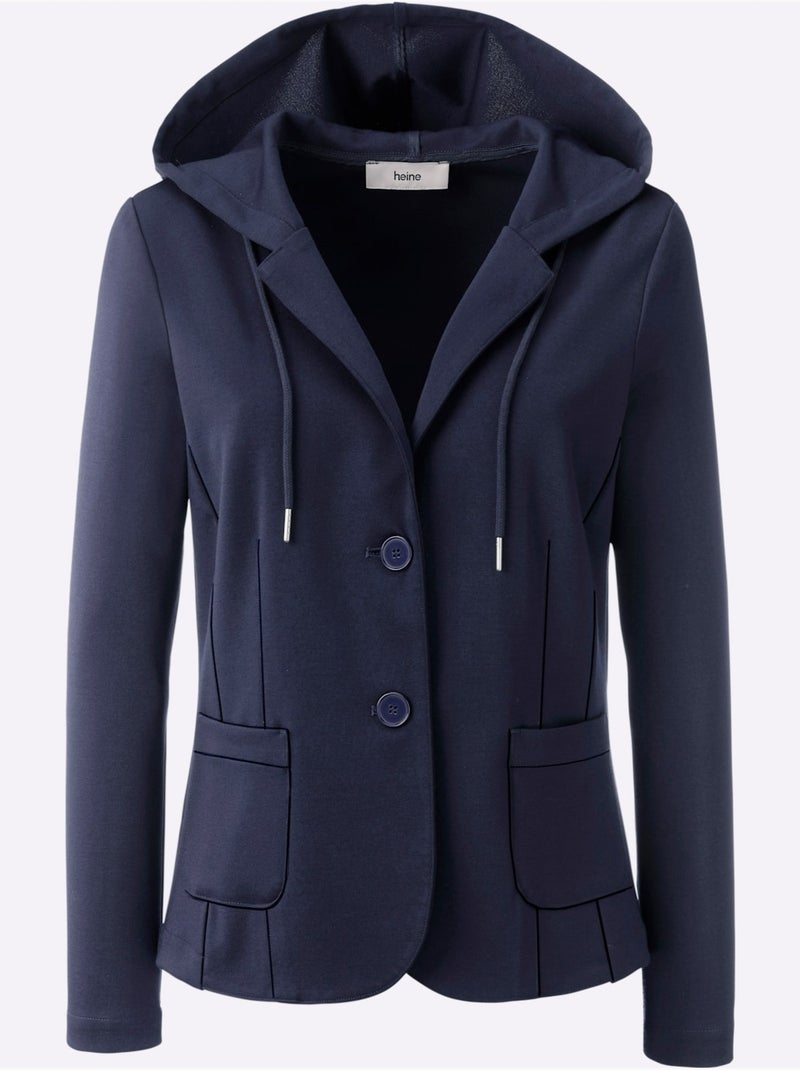 Blazer Belle Qualité Interlock - Taille Standard - Helline Bleu marine - Kiabi