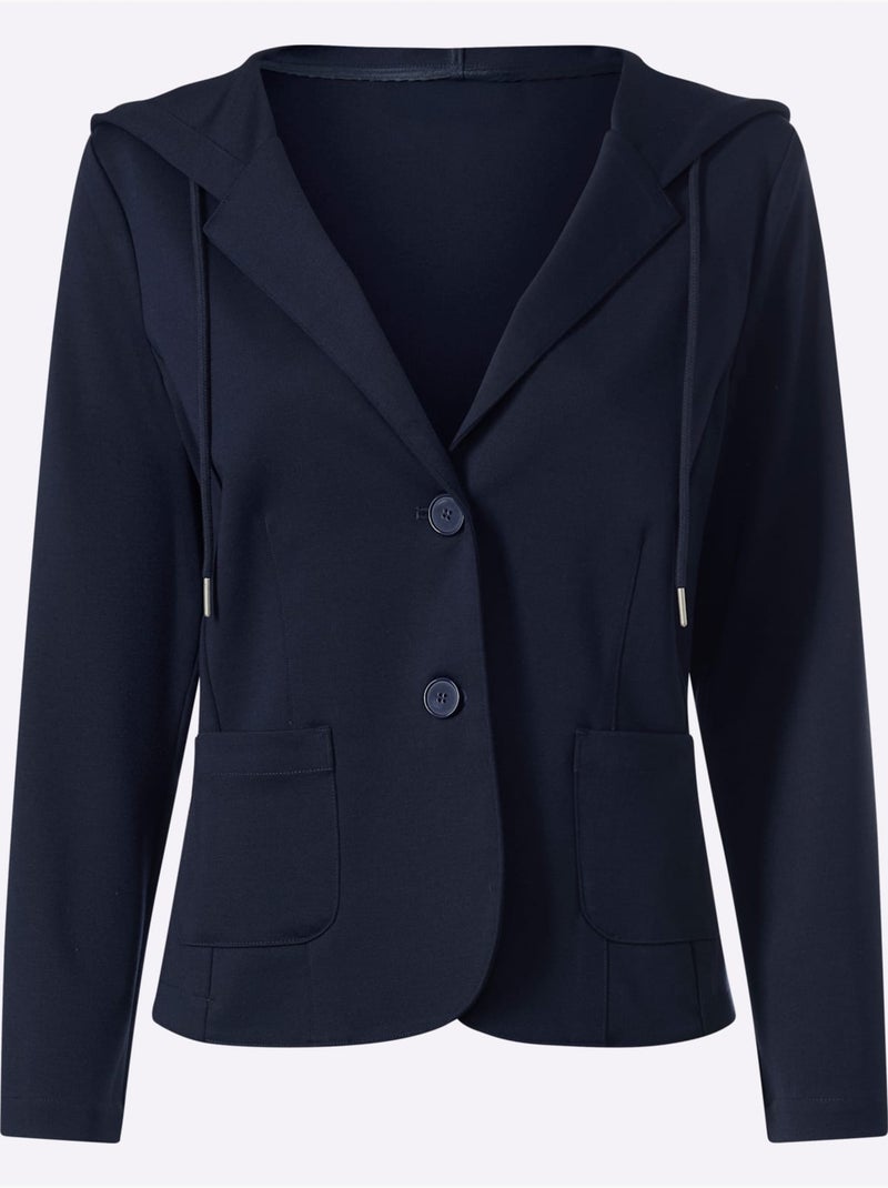 Blazer Belle Qualité Interlock - Taille Standard - Helline Bleu marine - Kiabi