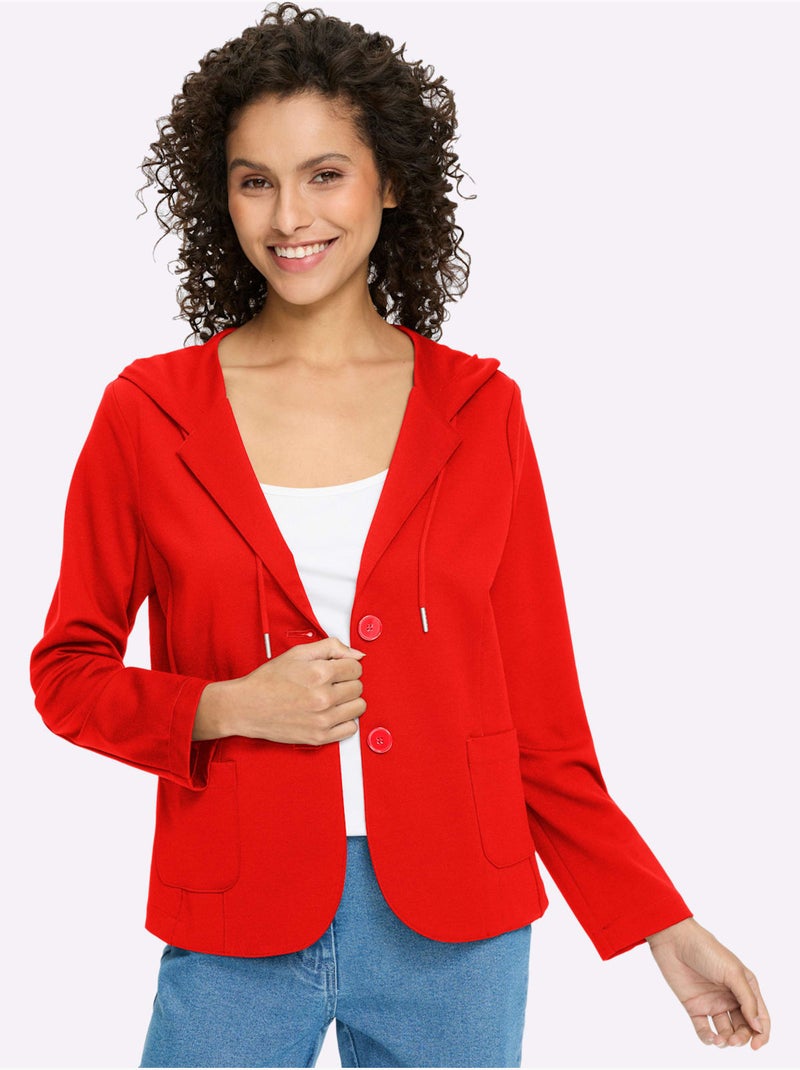 Blazer Belle Qualité Interlock - Taille Standard - Helline Rouge - Kiabi