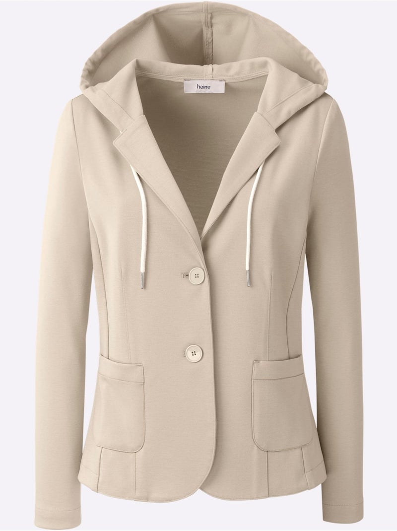 Blazer Belle Qualité Interlock - Taille Standard - Helline Sable - Kiabi
