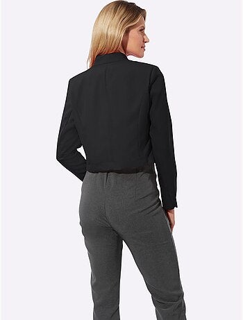 Blazer boléro à col montant avec emmanchures arrondies et épaulettes - Taille standard - Moda Vilona