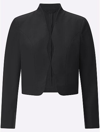 Blazer boléro à col montant avec emmanchures arrondies et épaulettes - Taille standard - Moda Vilona