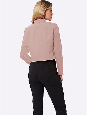 Blazer boléro à col montant avec emmanchures arrondies et épaulettes - Taille standard - Moda Vilona