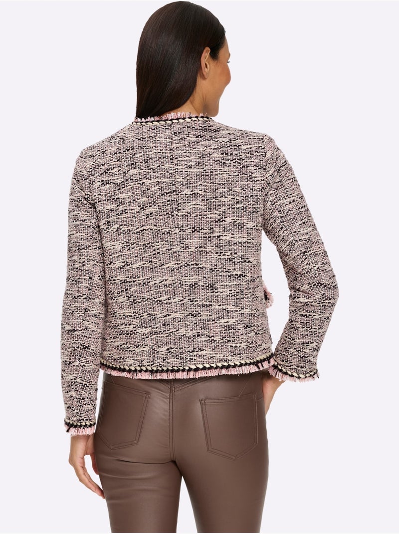 Blazer Bouclé Aspect Bouclé élégant - Taille Standard - Helline Noir Rose - Kiabi