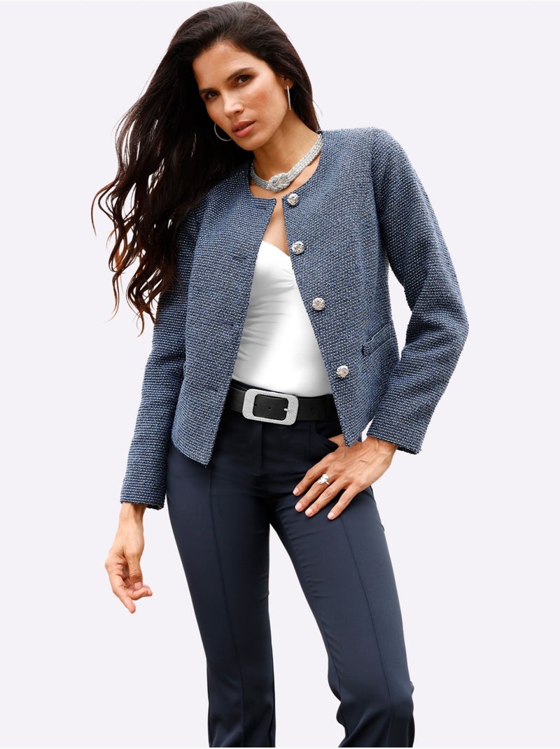 Blazer bouclé bouclé multicolore - taille standard - helline Bleu Bleu - Kiabi