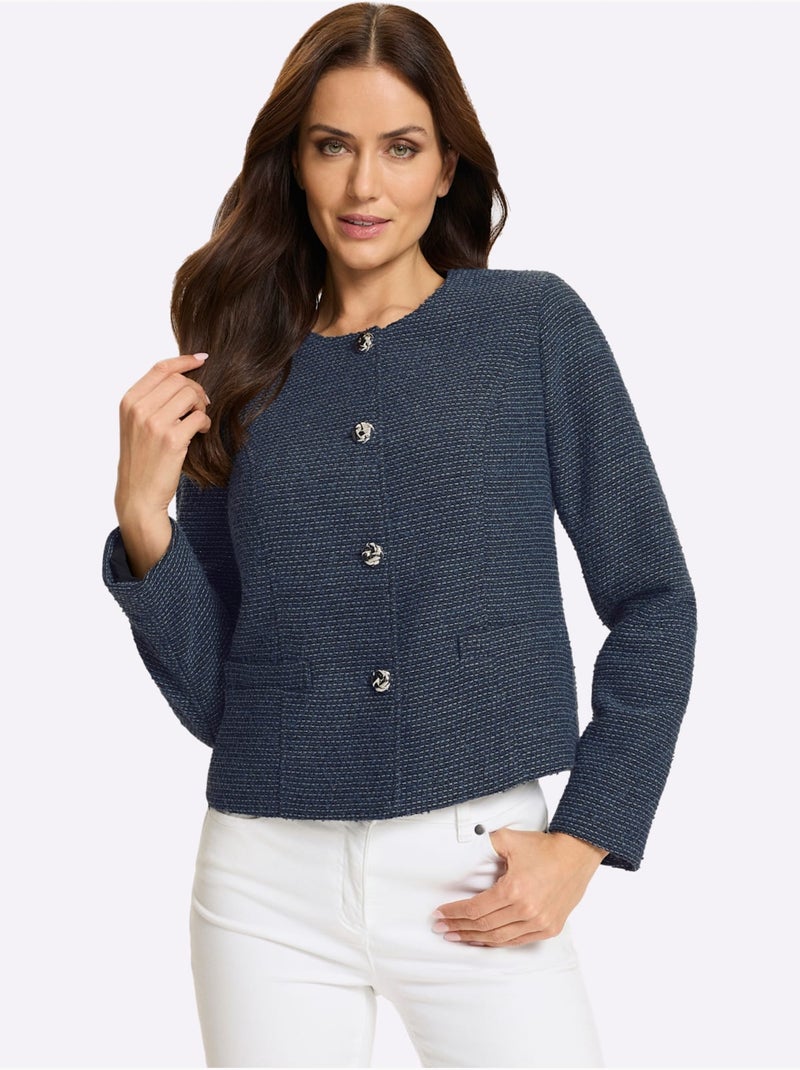 Blazer bouclé bouclé multicolore - taille standard - helline Bleu Bleu - Kiabi