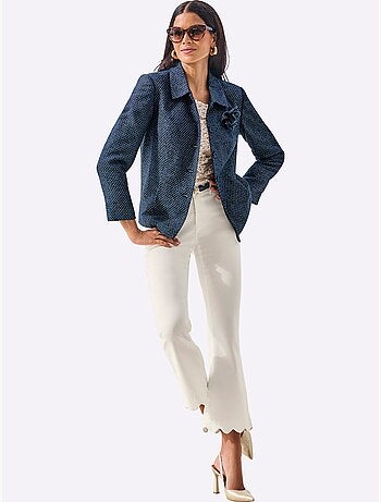 Blazer Bouclé Broche Florale Amovible - Taille Standard - Helline