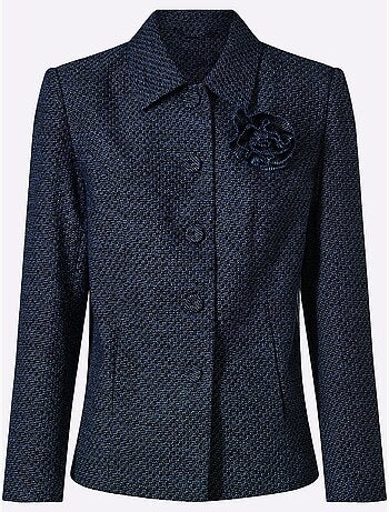 Blazer Bouclé Broche Florale Amovible - Taille Standard - Helline