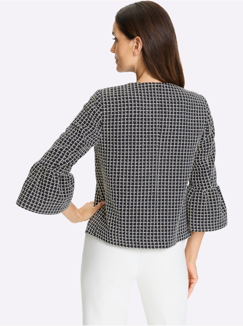 Blazer Bouclé Fil Fantaisie Couleur Or - Taille Standard - helline Ecru/Marine - Kiabi