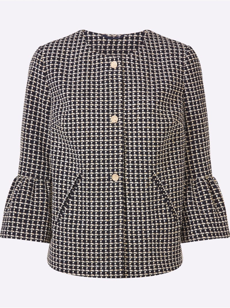 Blazer Bouclé Fil Fantaisie Couleur Or - Taille Standard - helline Ecru/Marine - Kiabi