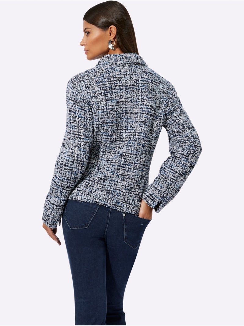 Blazer Bouclé Mélange De Cotons Agréable à Porter - Taille Standard - Helline Bleu Bleu - Kiabi