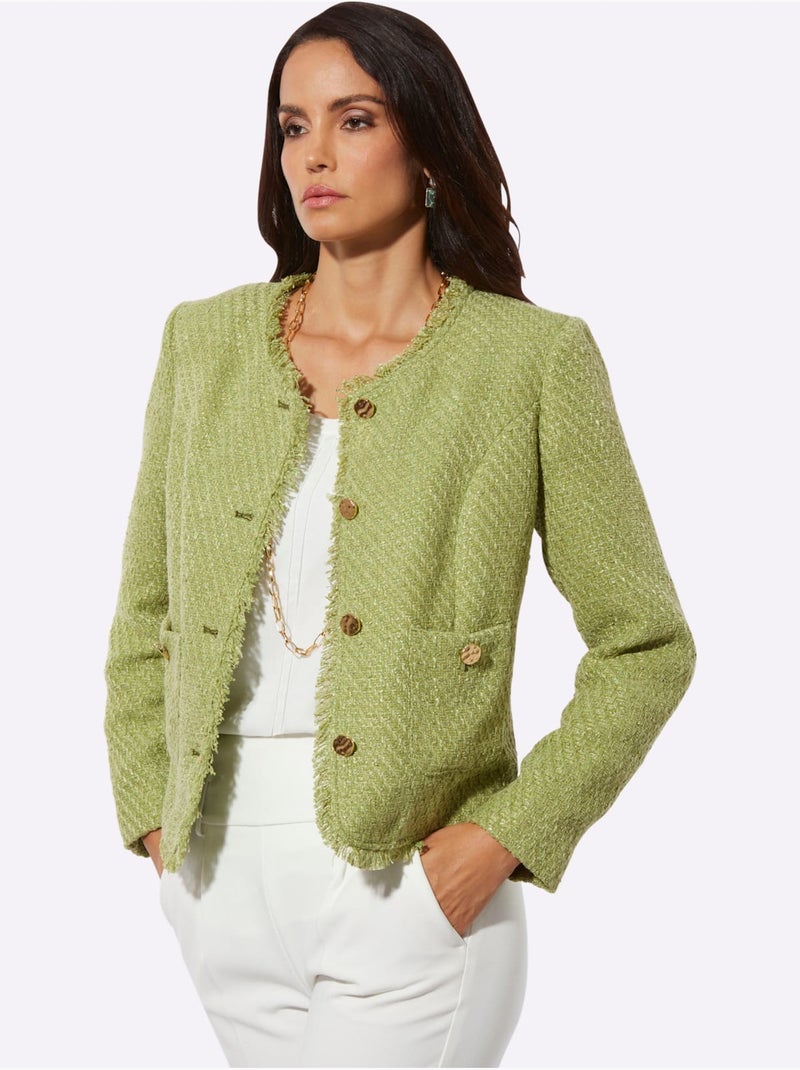 Blazer Bouclé Qualité Bouclé Légère - Taille Standard - Helline Vert tilleul - Kiabi