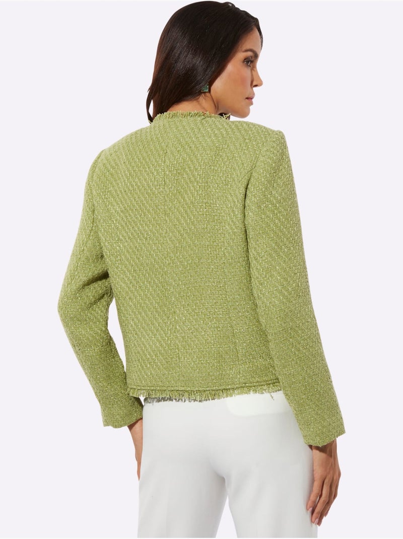 Blazer Bouclé Qualité Bouclé Légère - Taille Standard - Helline Vert tilleul - Kiabi