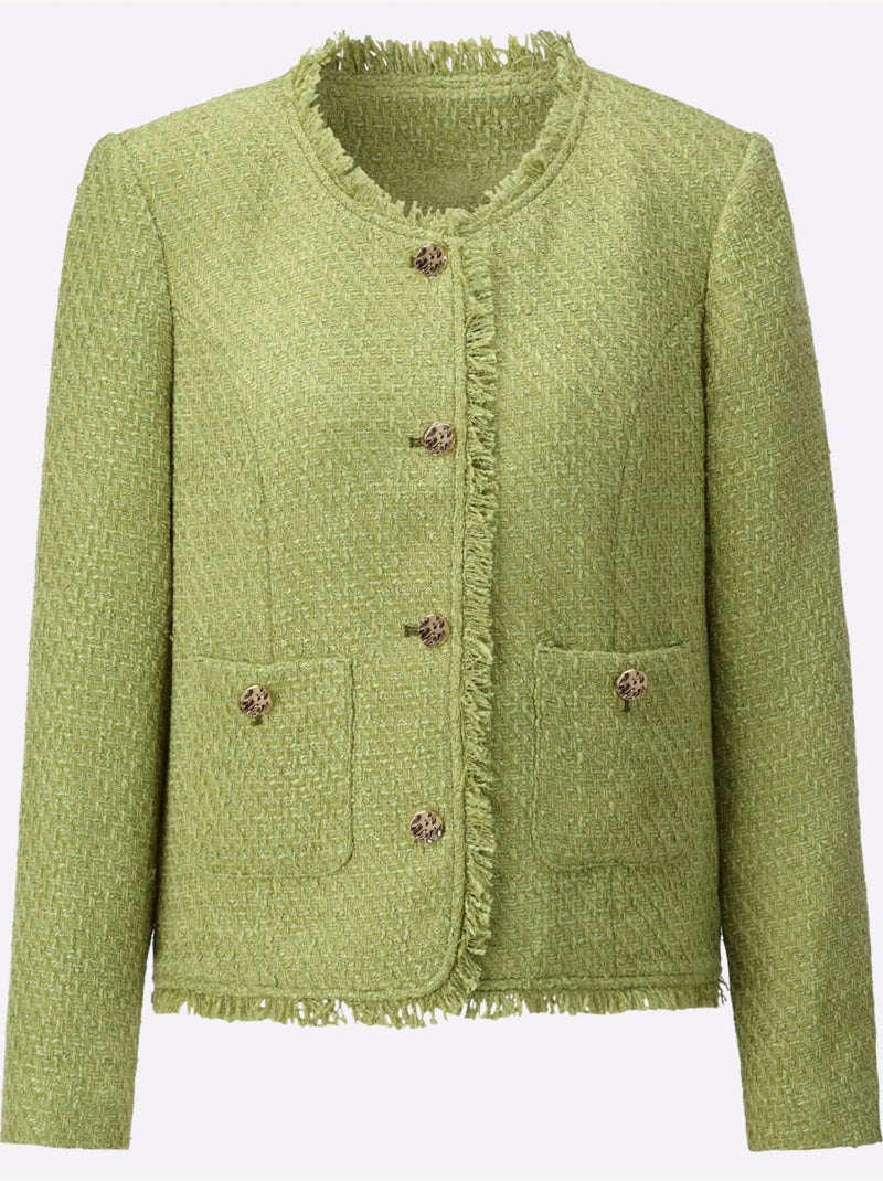 Blazer Bouclé Qualité Bouclé Légère - Taille Standard - Helline Vert tilleul - Kiabi