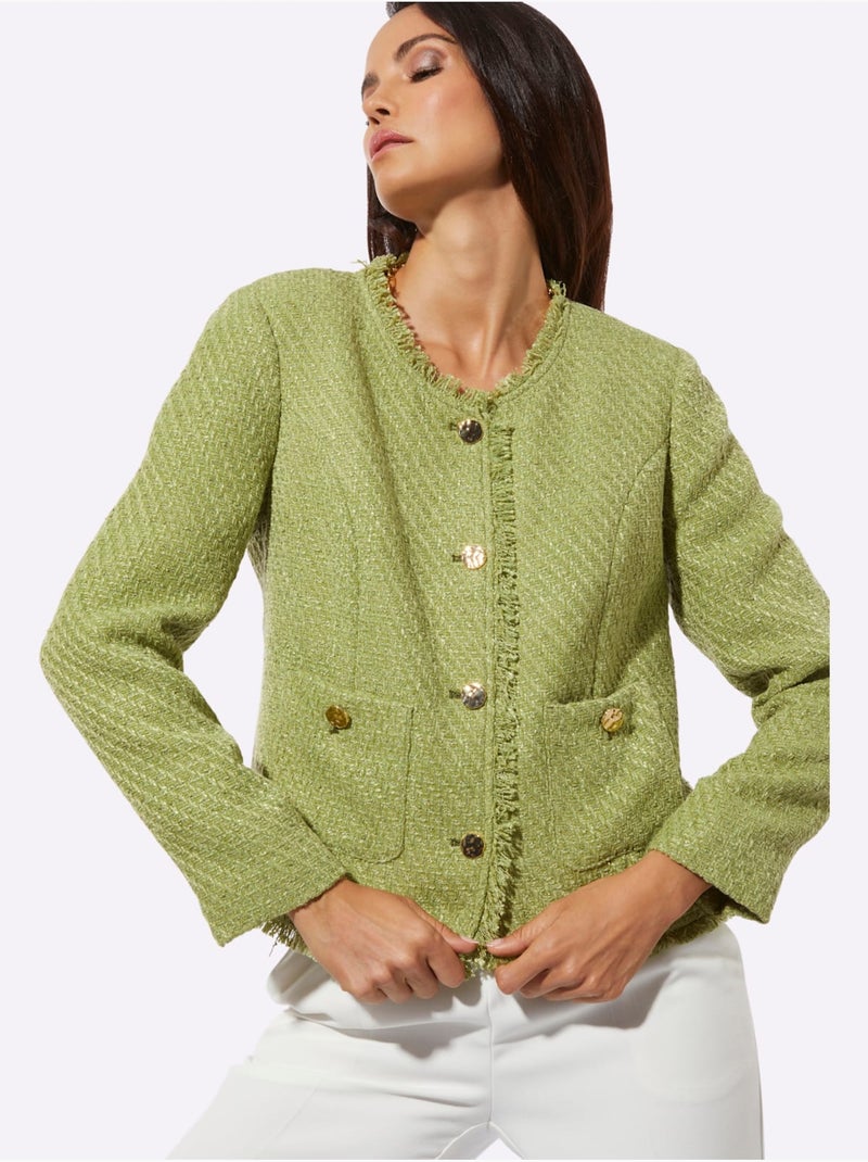 Blazer Bouclé Qualité Bouclé Légère - Taille Standard - Helline Vert tilleul - Kiabi