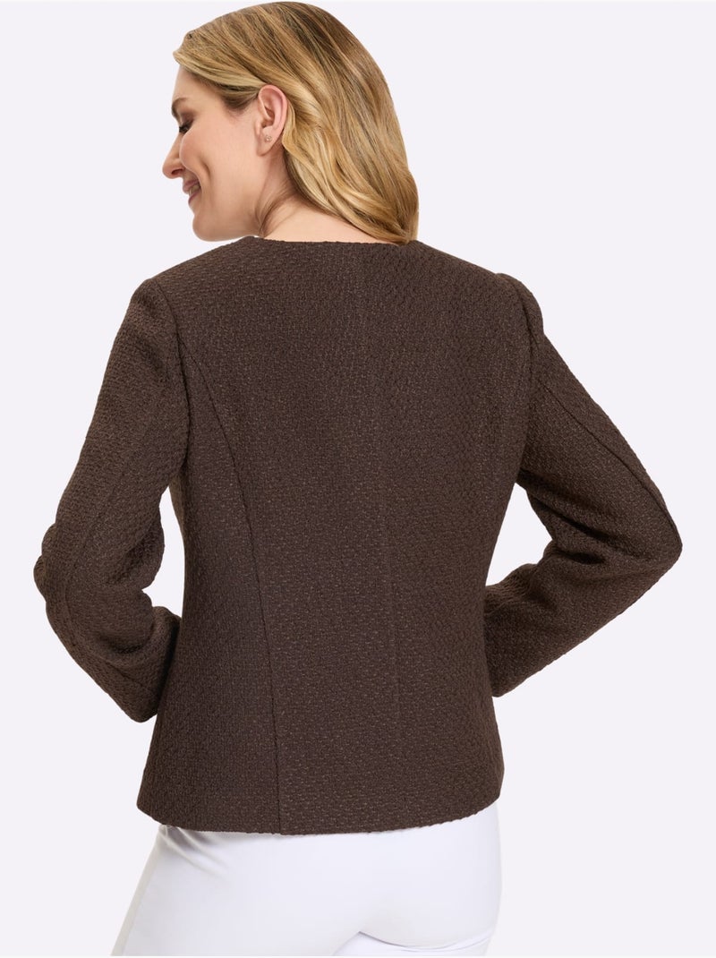 Blazer bouclé qualité bouclé tendance - taille standard - moda vilona Marron/Choco - Kiabi