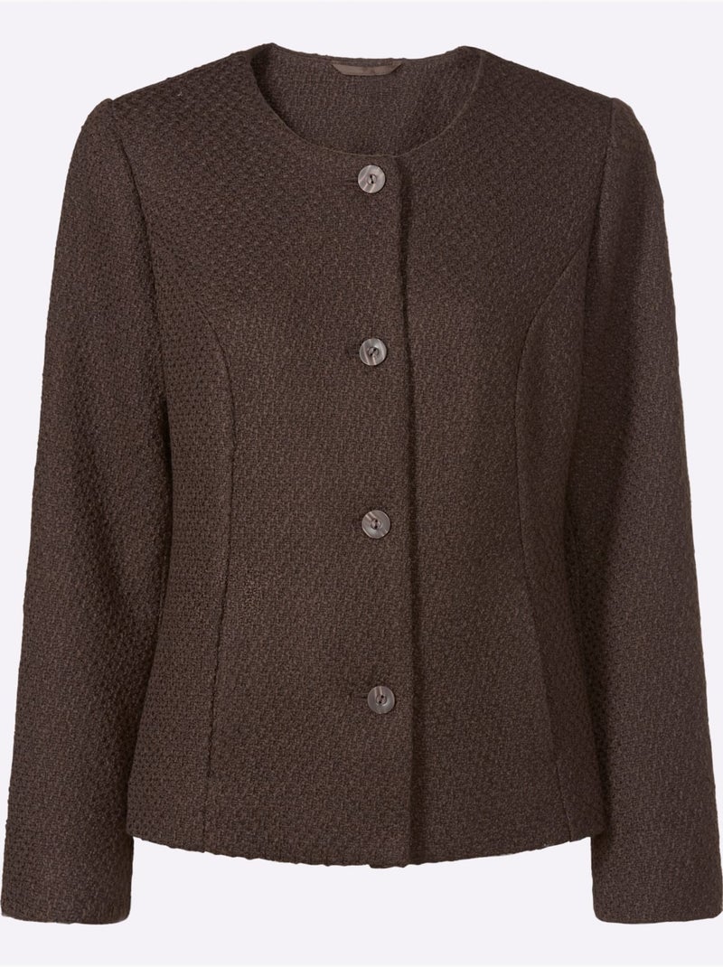 Blazer bouclé qualité bouclé tendance - taille standard - moda vilona Marron/Choco - Kiabi