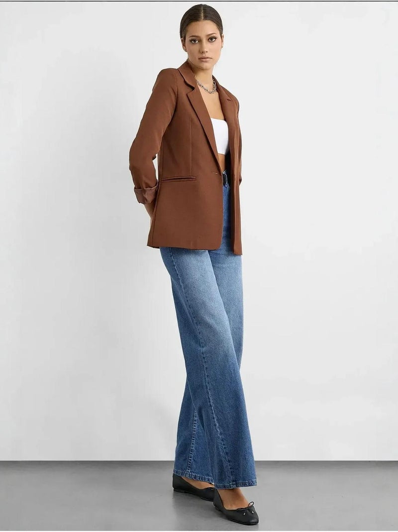 Blazer boutonné Marron - Kiabi