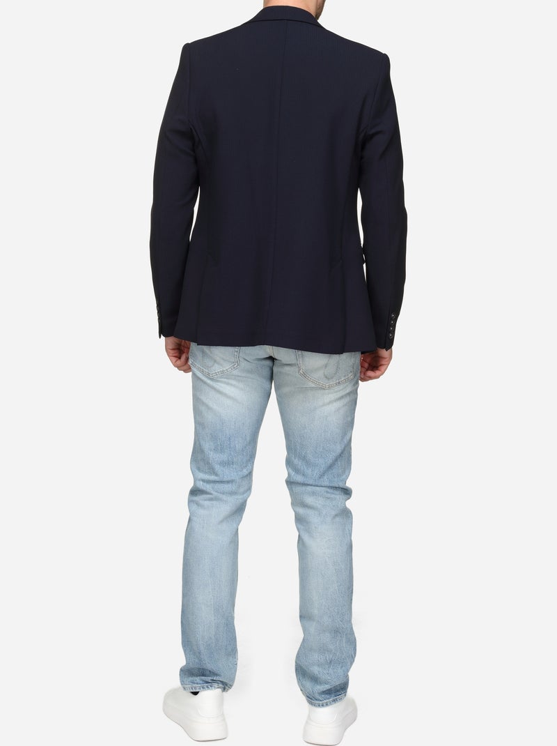 Blazer casual col tailleur - Silverstone Bleu - Kiabi