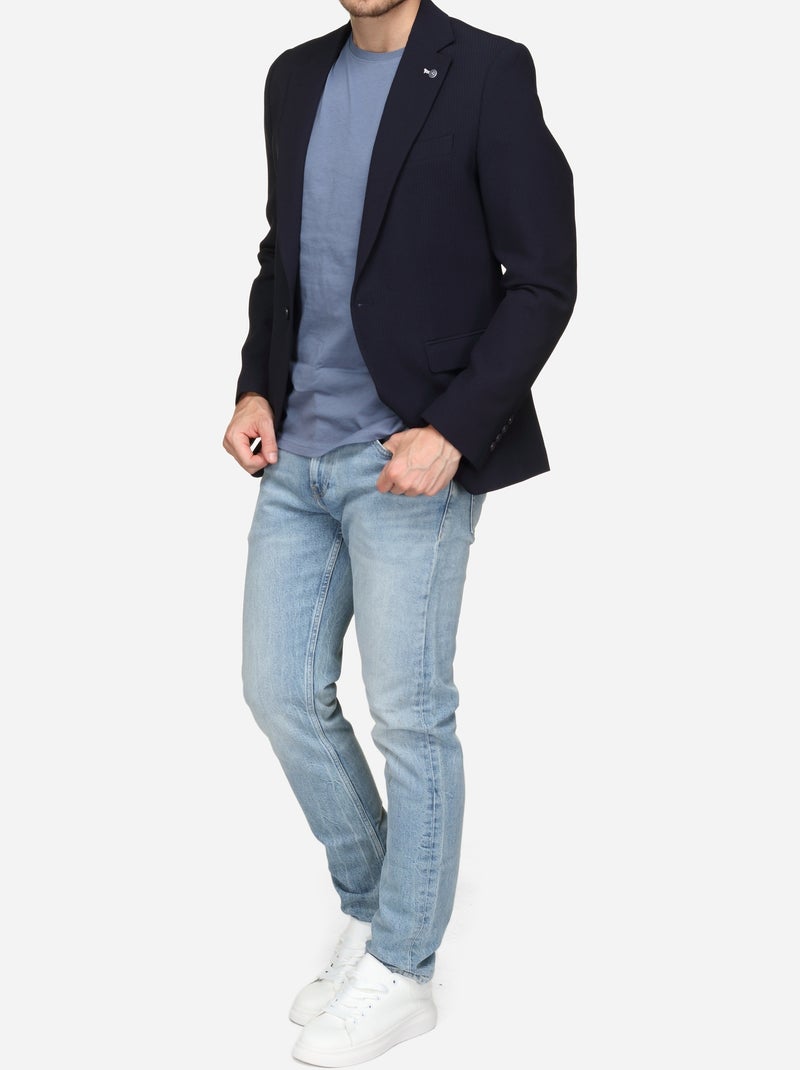 Blazer casual col tailleur - Silverstone Bleu - Kiabi