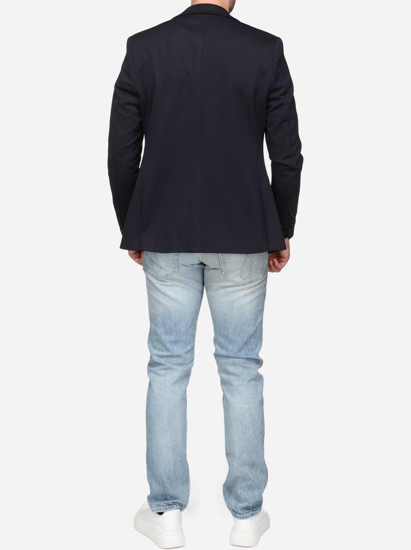 Blazer casual col tailleur Bleu - Kiabi