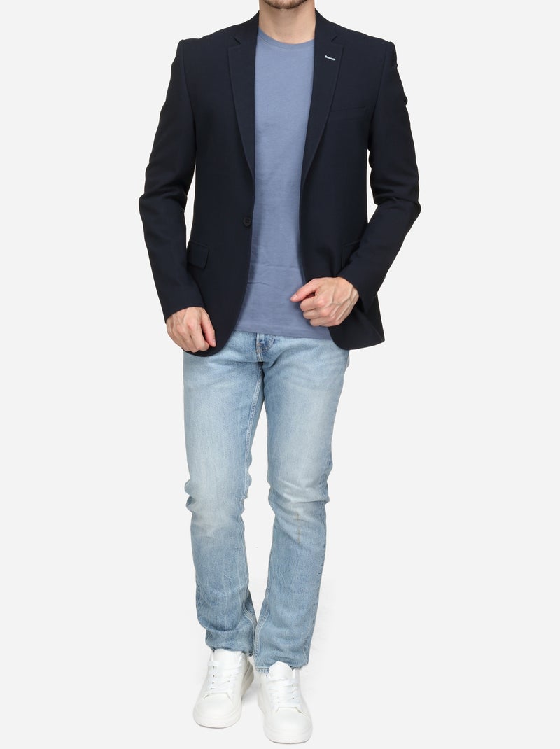 Blazer casual col tailleur Bleu - Kiabi