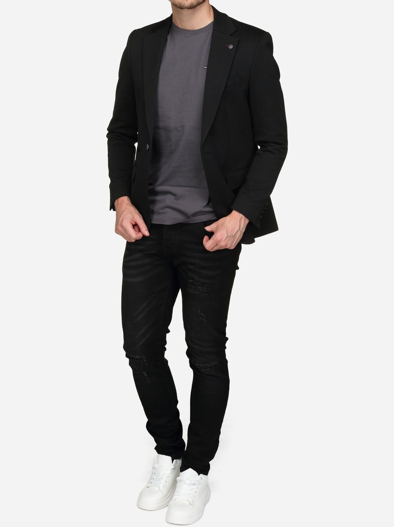 Blazer casual col tailleur Noir - Kiabi