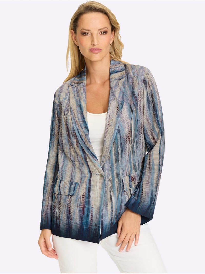 Blazer Chemisier Dégradé En Batik - Taille Standard - helline Bleu Marron - Kiabi