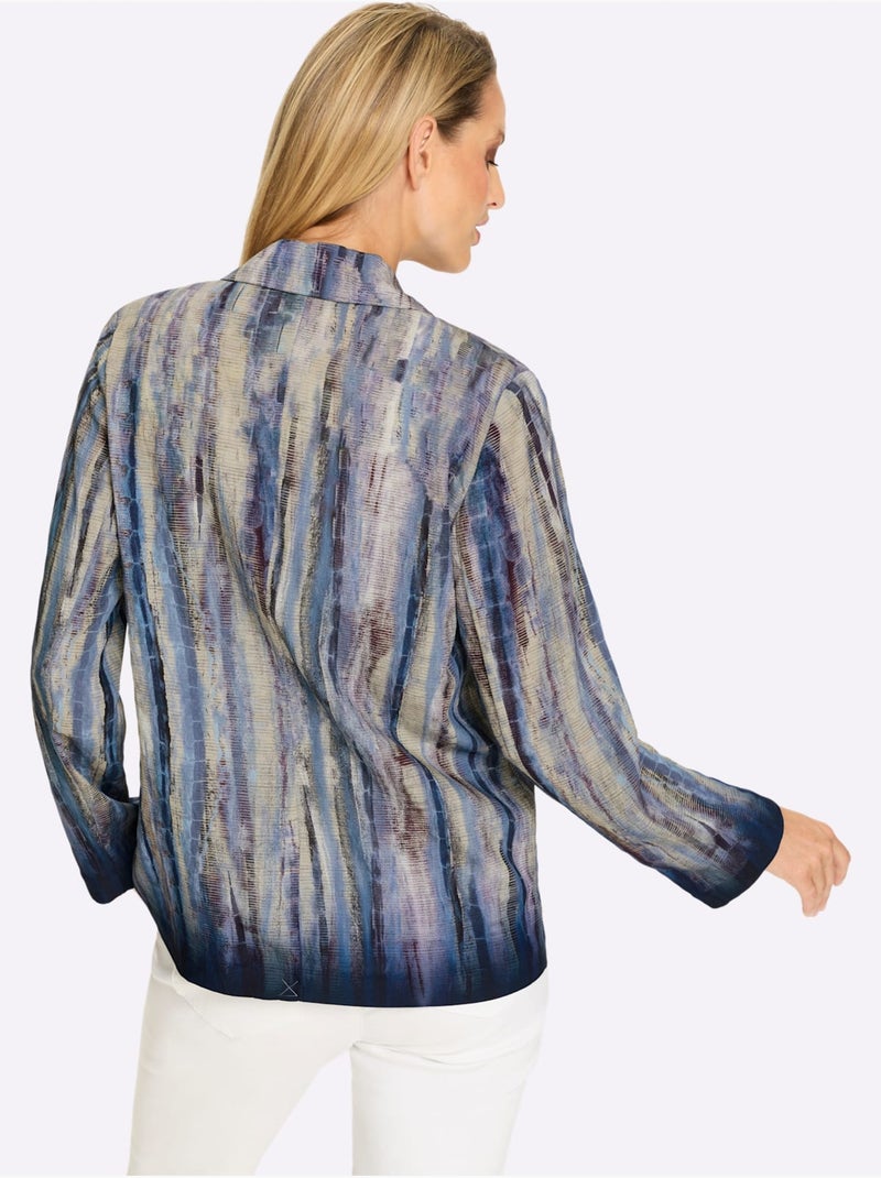 Blazer Chemisier Dégradé En Batik - Taille Standard - helline Bleu Marron - Kiabi