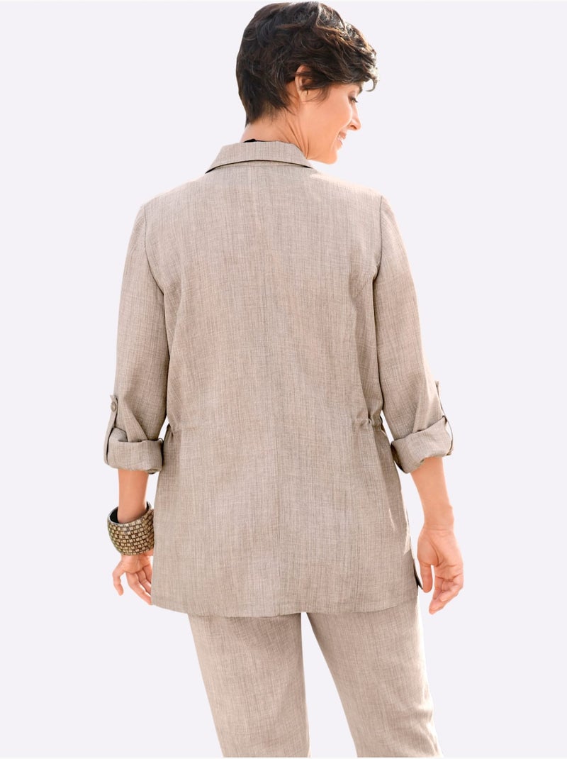Blazer chemisier imitation lin - taille courte - witt Gris foncé - Kiabi