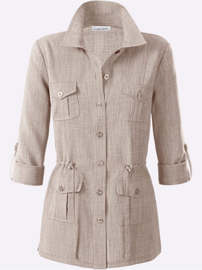 Blazer chemisier imitation lin - taille standard - witt Gris foncé - Kiabi