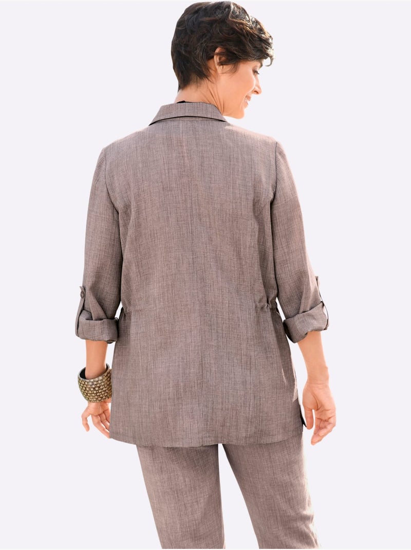 Blazer Chemisier Imitation Lin - Taille Standard - Witt Gris taupe - Kiabi