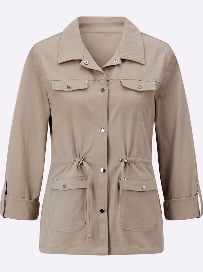 Blazer Chemisier Poches Poitrine Plaquées - Taille Standard - Witt Beige - Kiabi