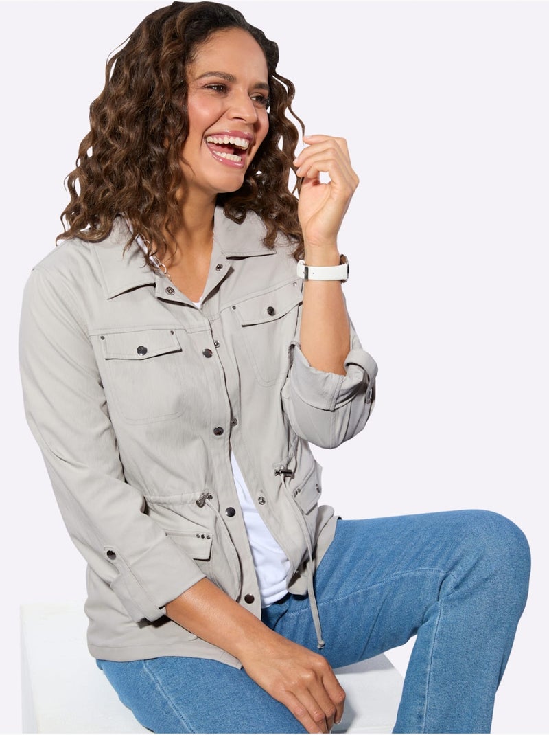 Blazer Chemisier Poches Poitrine Plaquées - Taille Standard - Witt Gris clair - Kiabi