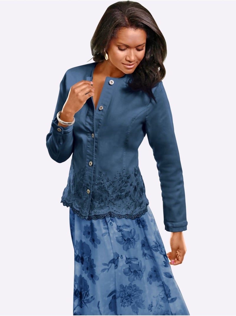 Blazer Chemisier Qualité Coton - Taille Standard - Witt Bleu - Kiabi
