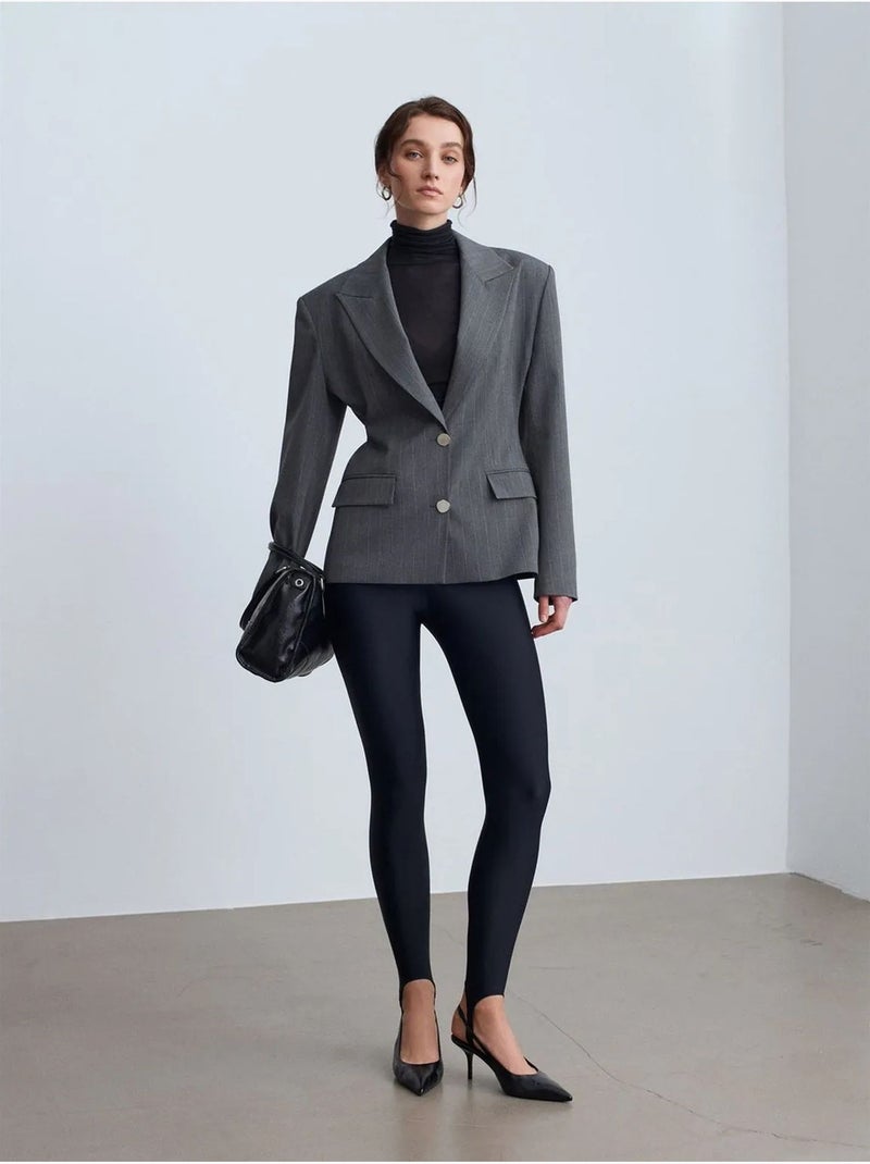 Blazer cintré en crêpe à col châle dilvin Gris moyen - Kiabi