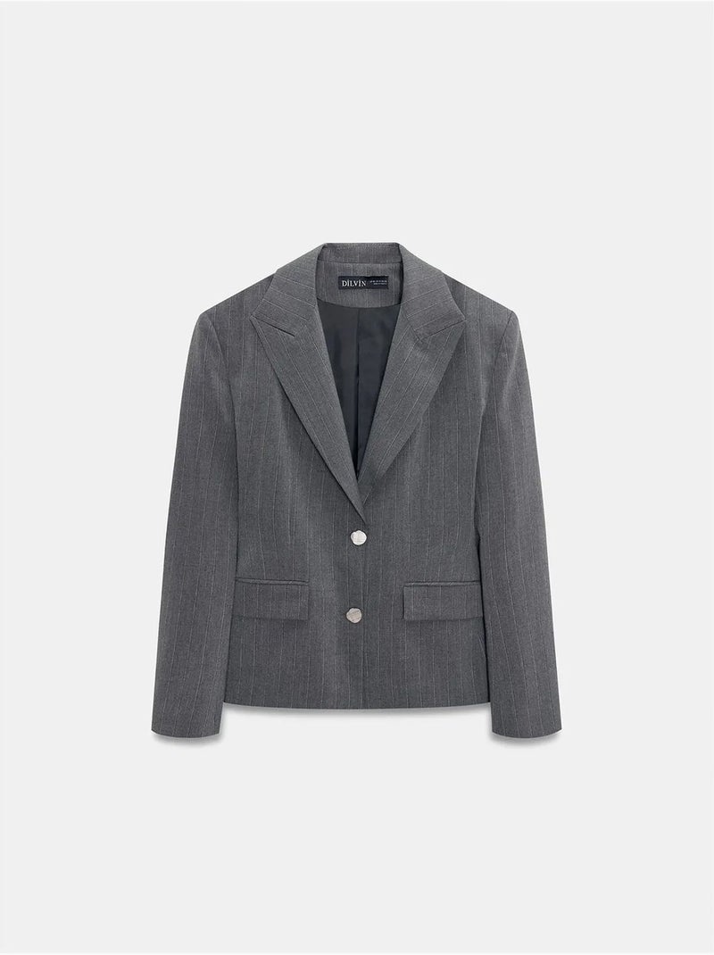 Blazer cintré en crêpe à col châle dilvin Gris moyen - Kiabi