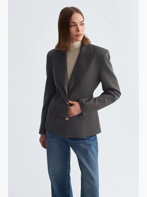 Blazer cintré en crêpe à col châle dilvin - Kiabi Blazer cintré en crêpe à col châle dilvin - Kiabi