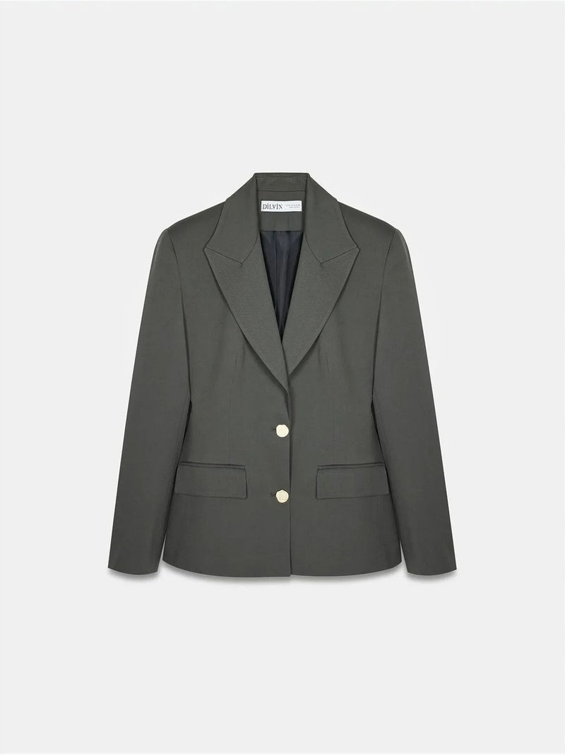 Blazer cintré en crêpe à col châle dilvin Gris Noir - Kiabi