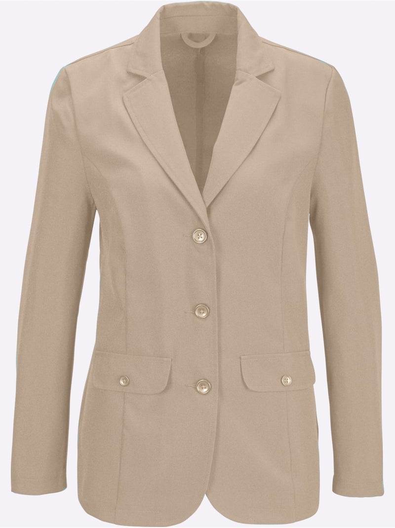 Blazer classique à col à revers avec fausses poches - taille standard - moda vilona Beige - Kiabi