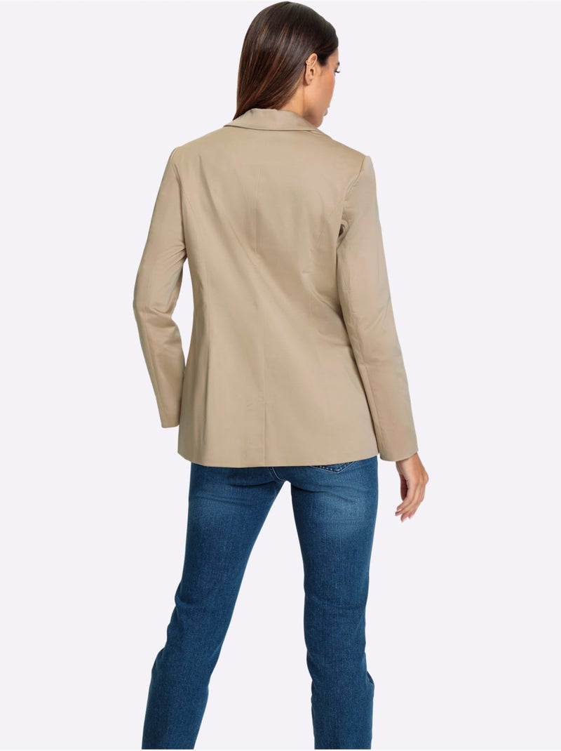Blazer Col à Revers à Effet Affinant - Taille Standard - Helline Beige - Kiabi