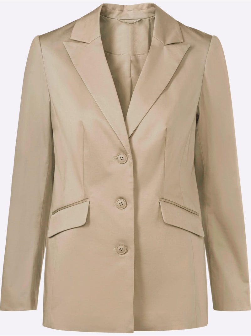 Blazer Col à Revers à Effet Affinant - Taille Standard - Helline Beige - Kiabi