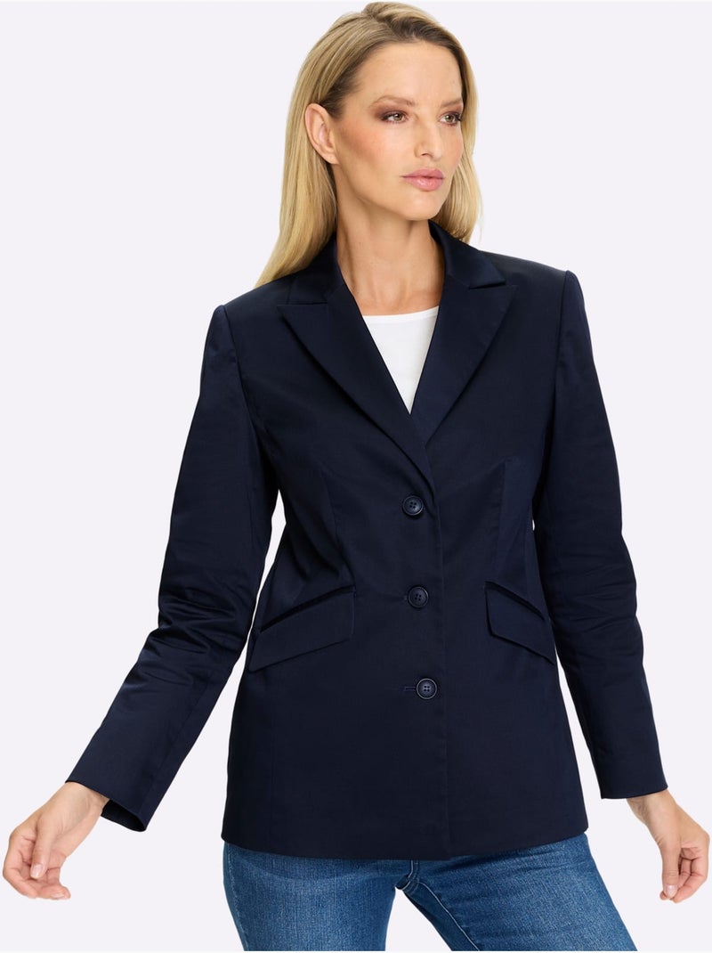 Blazer Col à Revers à Effet Affinant - Taille Standard - Helline Bleu marine - Kiabi