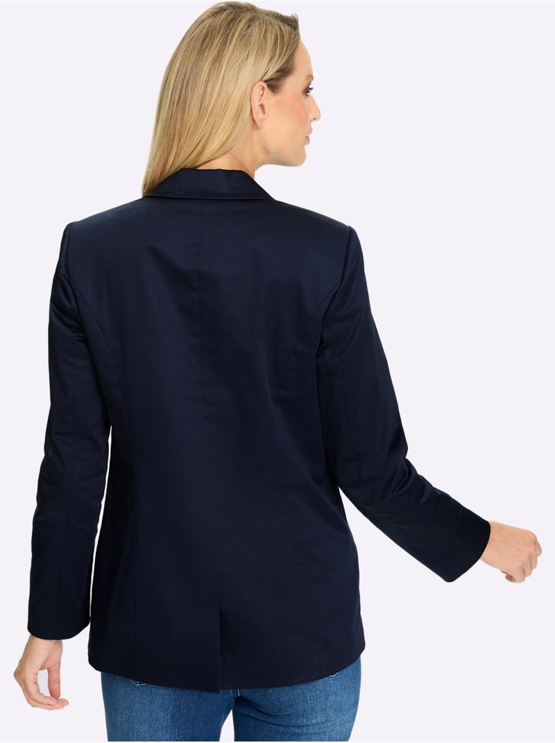 Blazer Col à Revers à Effet Affinant - Taille Standard - Helline Bleu marine - Kiabi
