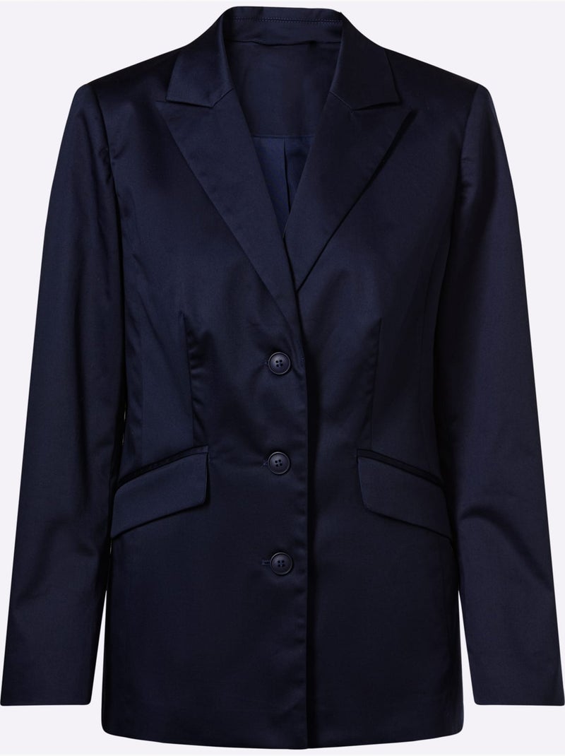 Blazer Col à Revers à Effet Affinant - Taille Standard - Helline Bleu marine - Kiabi